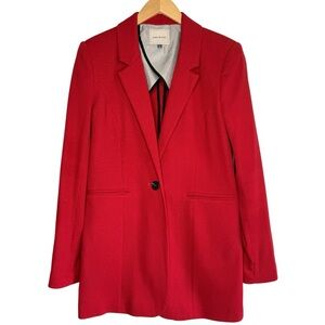 COURT & ROWE Textured Single-Button Longline Blazer Micro Waffle